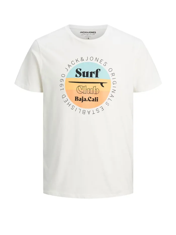 Tshirts JACK and JONES Mens SUMMER LOGO PRINT TSHIRT White Cloud Dancer Gift 4 You