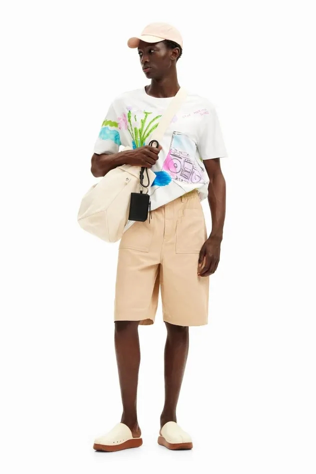 Tshirts Men Desigual Tshirt With Printed Drawings White