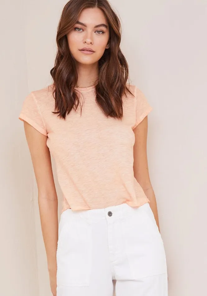 TShirts Women Bella Dahl Baby Crew Tee 8211 Soft Apricot