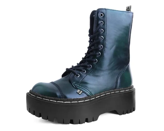 TUK Shoes Boots Men Green RubOff 10Eye Double Decker Boot