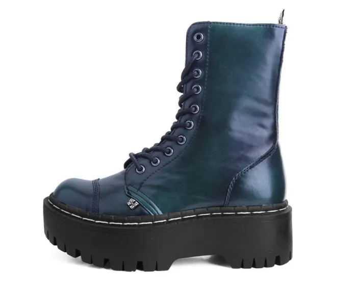 TUK Shoes Boots Men Green RubOff 10Eye Double Decker Boot TUK Shoes Boots Men Green RubOff 10Eye Double Decker Boot