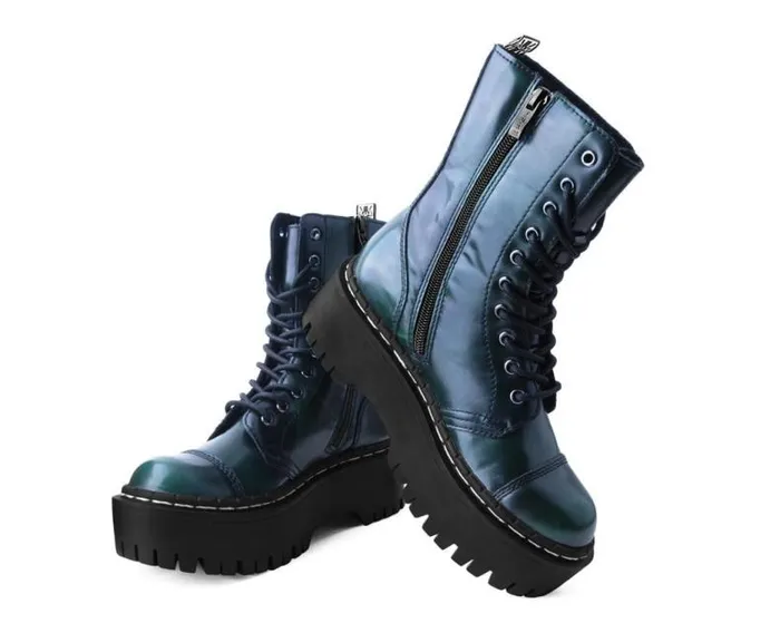 TUK Shoes Boots Men Green RubOff 10Eye Double Decker Boot TUK Shoes Boots Men Green RubOff 10Eye Double Decker Boot