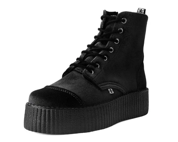TUK Shoes Boots Women Black Velvet 7Eye Viva Mondo Boot