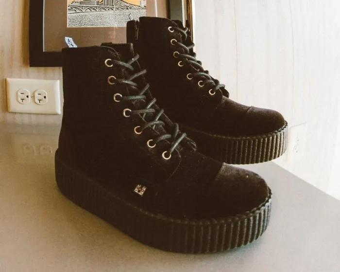 TUK Shoes Boots Women Black Velvet 7Eye Viva Mondo Boot TUK Shoes Boots Women Black Velvet 7Eye Viva Mondo Boot
