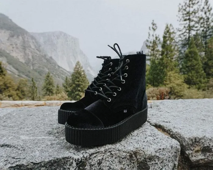 TUK Shoes Boots Women Black Velvet 7Eye Viva Mondo Boot TUK Shoes Boots Women Black Velvet 7Eye Viva Mondo Boot