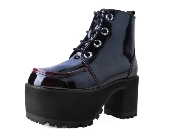 TUK Shoes Boots Women Burgundy Gradient Nosebleed