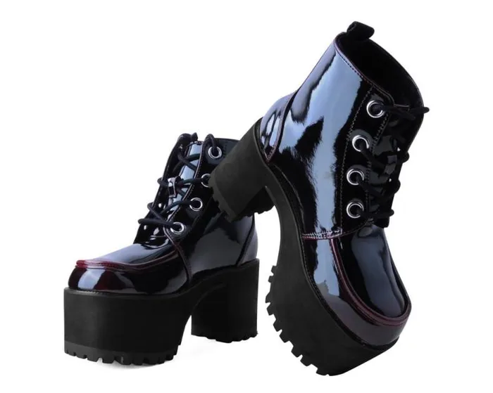 TUK Shoes Boots Women Burgundy Gradient Nosebleed