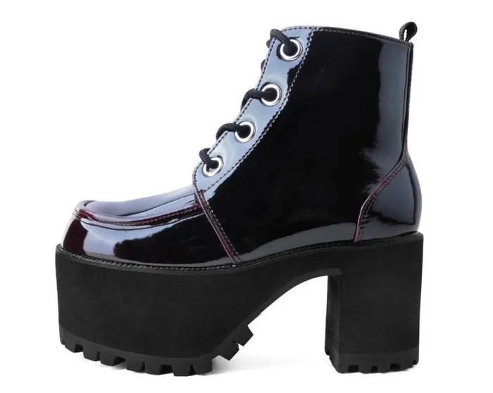 TUK Shoes Boots Women Burgundy Gradient Nosebleed