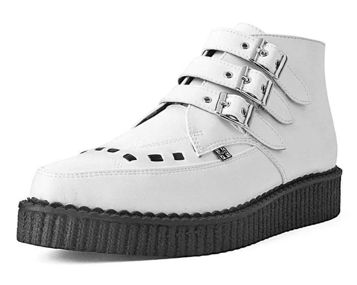 TUK Shoes Boots Women White TUKskin 3Buckle Creeper Boot Shoe