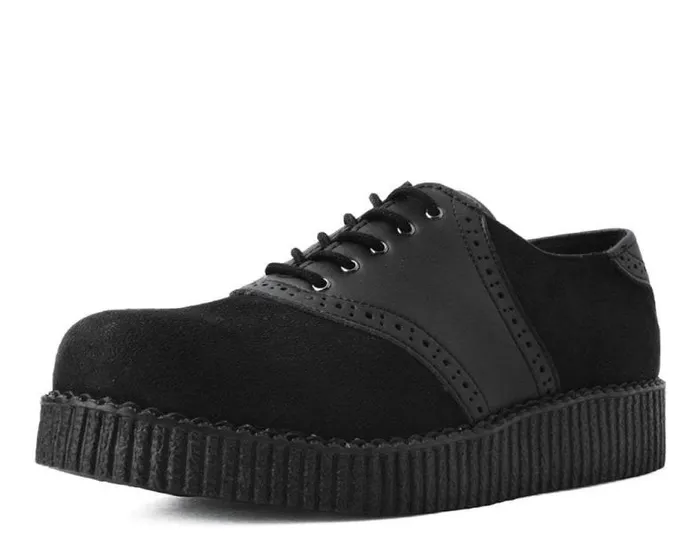 TUK Shoes Dress Shoes Men Black Faux Suede and TUKskin Saddle Oxford
