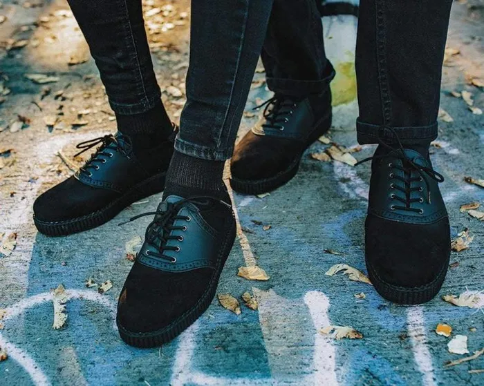 TUK Shoes Dress Shoes Men Black Faux Suede and TUKskin Saddle Oxford TUK Shoes Dress Shoes Men Black Faux Suede and TUKskin Saddle Oxford