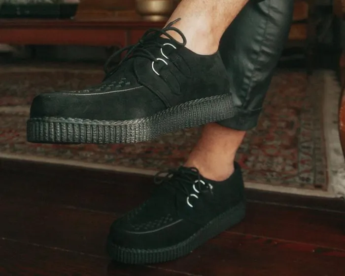 TUK Shoes Dress Shoes Men Black Faux Suede Viva Low Creeper