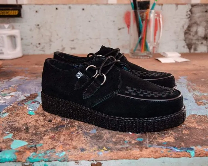 TUK Shoes Dress Shoes Men Black Faux Suede Viva Low Creeper