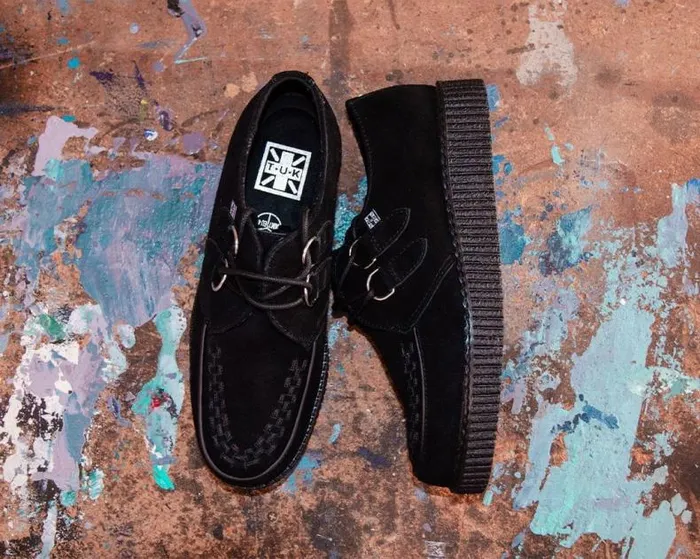 TUK Shoes Dress Shoes Men Black Faux Suede Viva Low Creeper