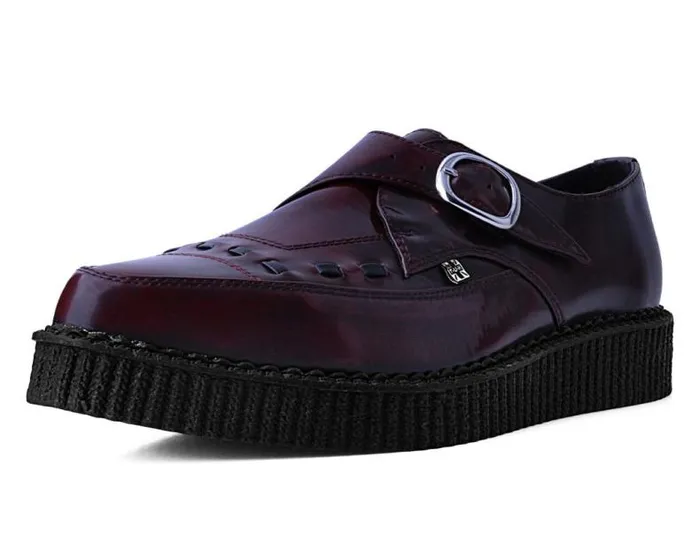 TUK Shoes Dress Shoes Men Burgundy Rub Off TUKskin Monk Buckle Creeper