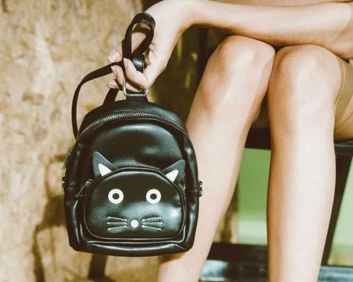 TUK Shoes Kitty Styles Women TUKskin Black Kitty MIni Backpack TUK Shoes Kitty Styles Women TUKskin Black Kitty MIni Backpack
