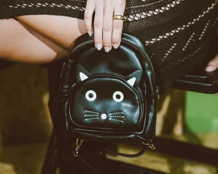 TUK Shoes Kitty Styles Women TUKskin Black Kitty MIni Backpack TUK Shoes Kitty Styles Women TUKskin Black Kitty MIni Backpack