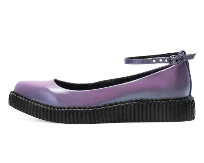 TUK Shoes Mary Janes Women Black Holographic Vegan Pointed Ballet Creepers TUK Shoes Mary Janes Women Black Holographic Vegan Pointed Ballet Creepers