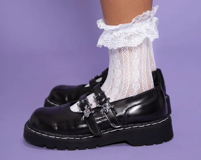 TUK Shoes Mary Janes Women Black TUKskin 2Skull Buckle Mary Jane TUK Shoes Mary Janes Women Black TUKskin 2Skull Buckle Mary Jane