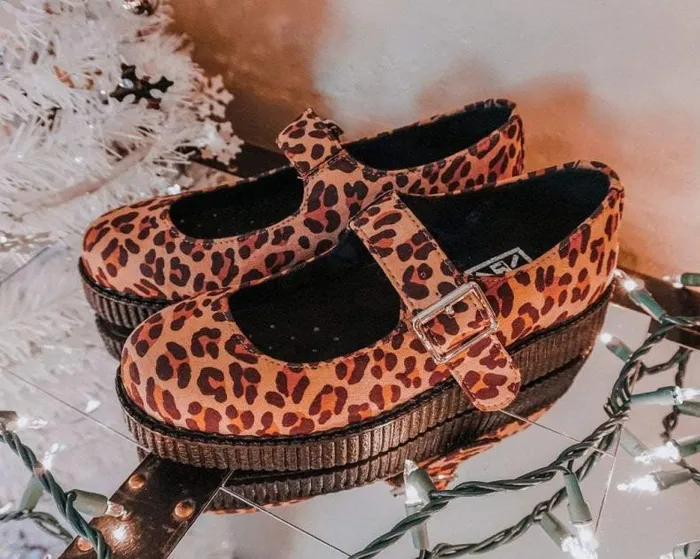 TUK Shoes Mary Janes Women Brown Leopard Faux Suede Viva Low Mary Jane TUK Shoes Mary Janes Women Brown Leopard Faux Suede Viva Low Mary Jane