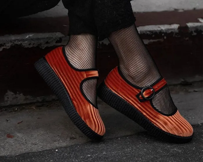 TUK Shoes Mary Janes Women Orange Corduroy Viva Low Mary Jane TUK Shoes Mary Janes Women Orange Corduroy Viva Low Mary Jane