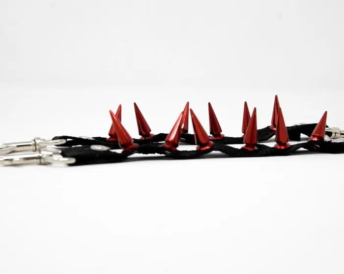 TUK Shoes Shoe Accessories Adult Spiked Red Bondage Shoe Straps