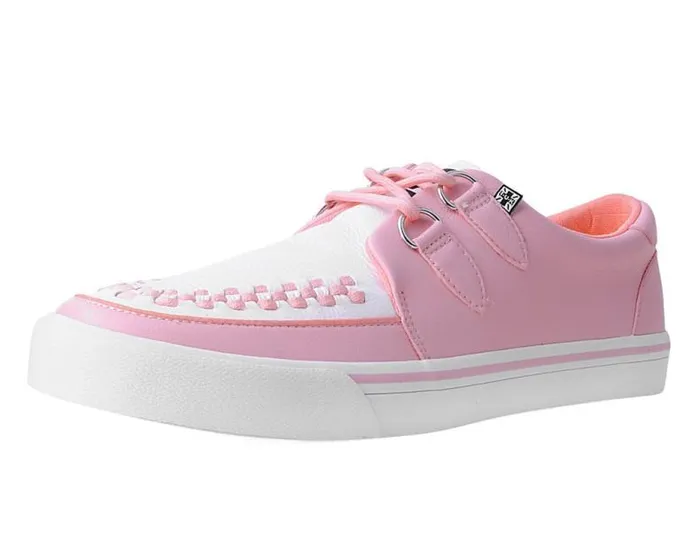 TUK Shoes Sneakers Women Pink and White 2Ring Creeper Sneaker