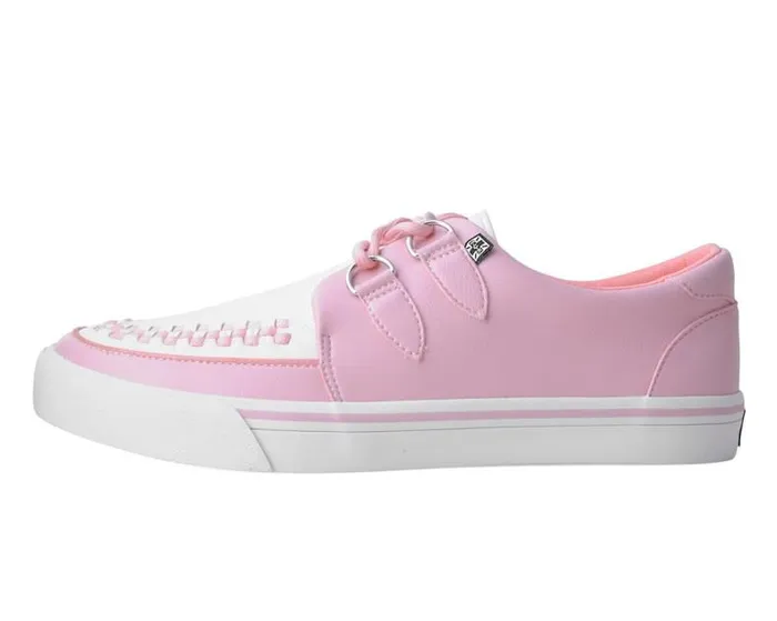 TUK Shoes Sneakers Women Pink and White 2Ring Creeper Sneaker