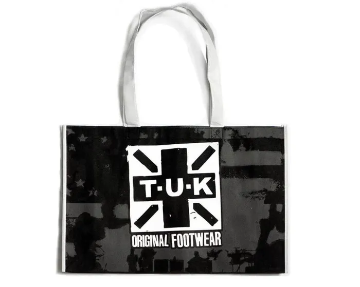 TUK Shoes Stickers Pins Patches Totes Adult TUK Black and White Kick A 1991 Tote Bag