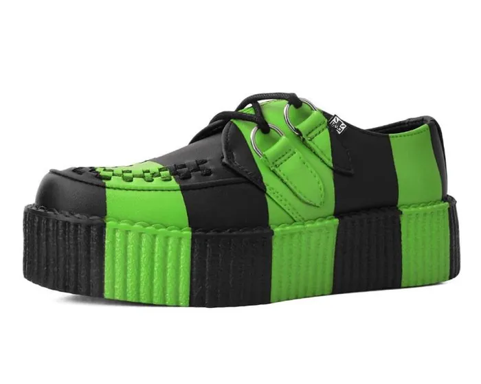 TUK Shoes Vegan Men Black and Green Striped Viva Mondo Creeper