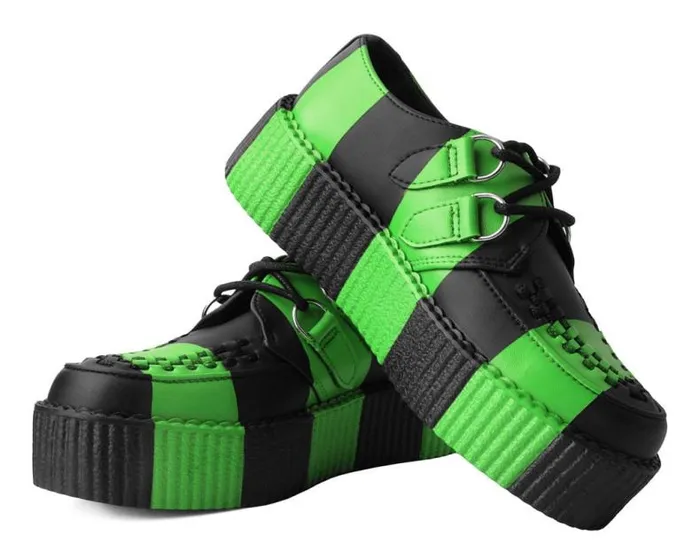 TUK Shoes Vegan Men Black and Green Striped Viva Mondo Creeper TUK Shoes Vegan Men Black and Green Striped Viva Mondo Creeper