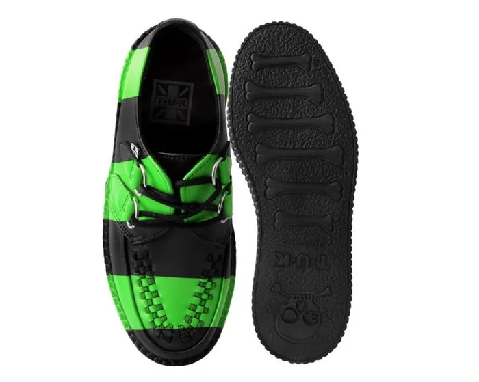 TUK Shoes Vegan Men Black and Green Striped Viva Mondo Creeper TUK Shoes Vegan Men Black and Green Striped Viva Mondo Creeper