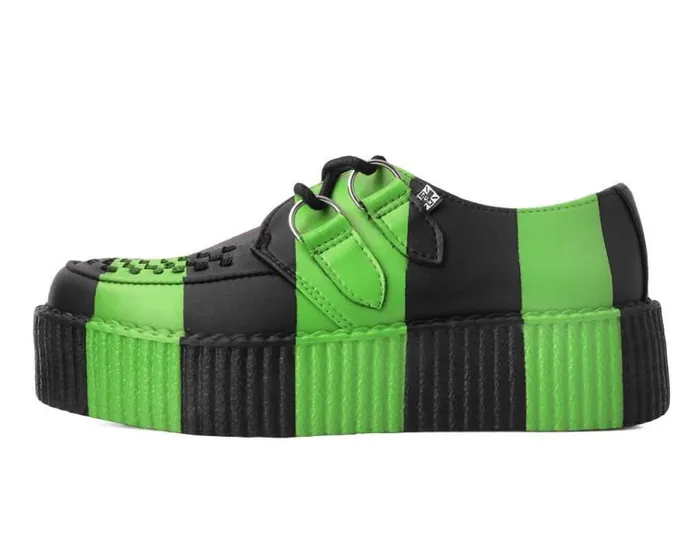 TUK Shoes Vegan Men Black and Green Striped Viva Mondo Creeper TUK Shoes Vegan Men Black and Green Striped Viva Mondo Creeper
