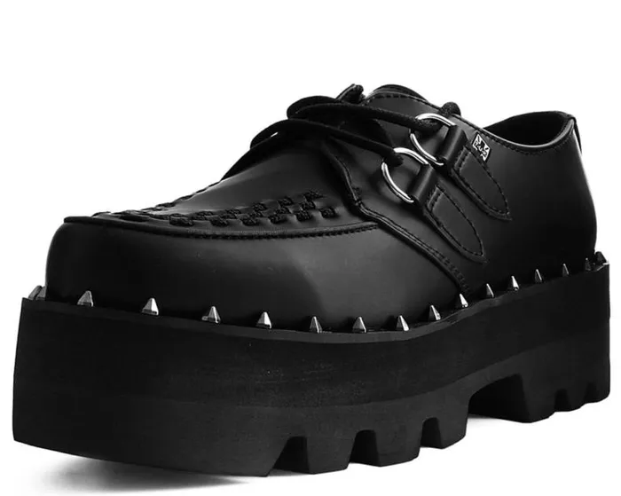 TUK Shoes Vegan Men Black Faux Leather Dino Lug Sole Platform Creepers