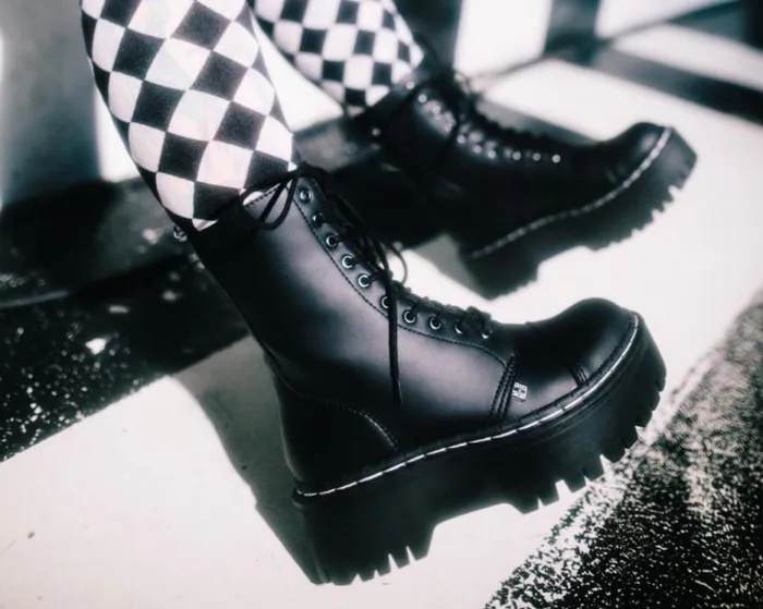 TUK Shoes Vegan Men Black TUKskin 10Eye Double Decker Boot