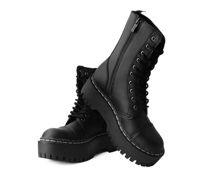 TUK Shoes Vegan Men Black TUKskin 10Eye Double Decker Boot