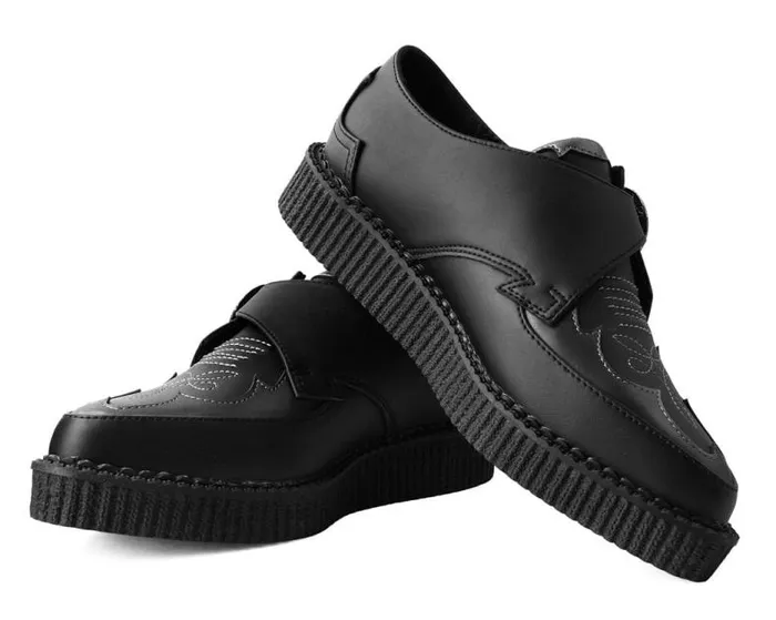 TUK Shoes Vegan Men Black TUKskin Western Antique Buckle Pointed Creeper