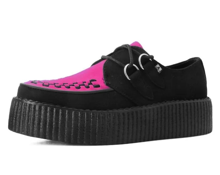 TUK Shoes Vegan Women Black and Neon Pink Viva Mondo Creeper