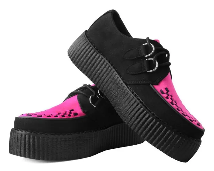 TUK Shoes Vegan Women Black and Neon Pink Viva Mondo Creeper