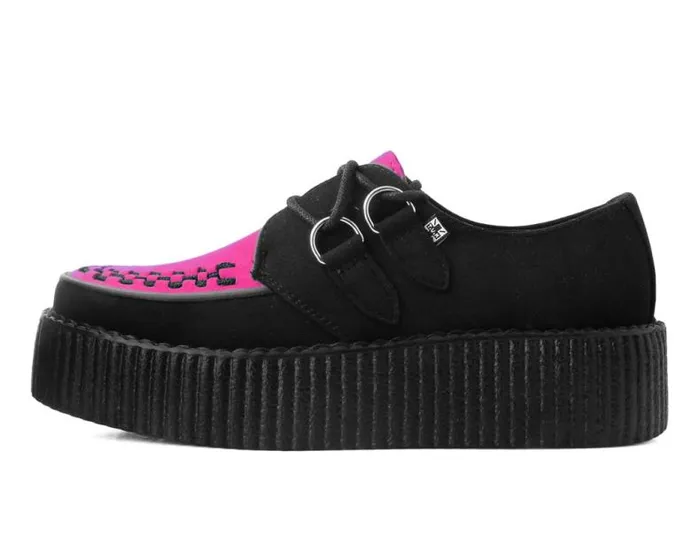 TUK Shoes Vegan Women Black and Neon Pink Viva Mondo Creeper