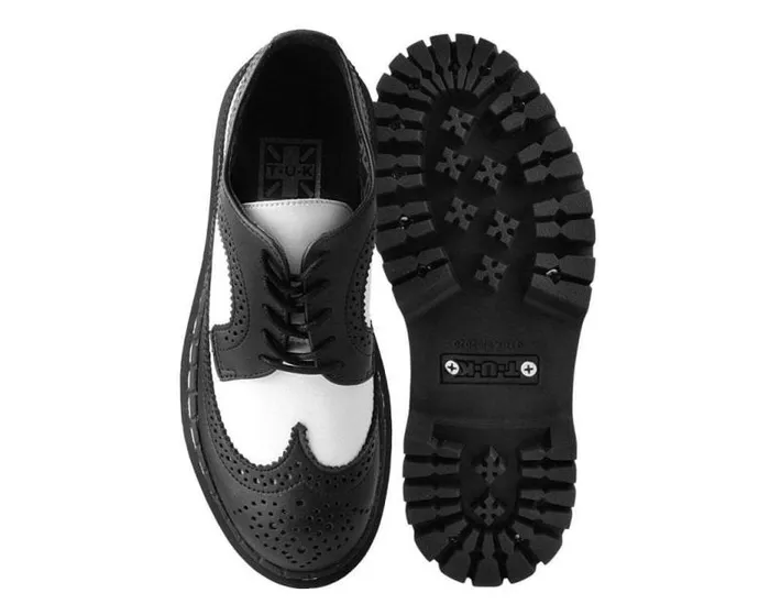 TUK Shoes Vegan Women Black and White Double Decker Brogue TUK Shoes Vegan Women Black and White Double Decker Brogue