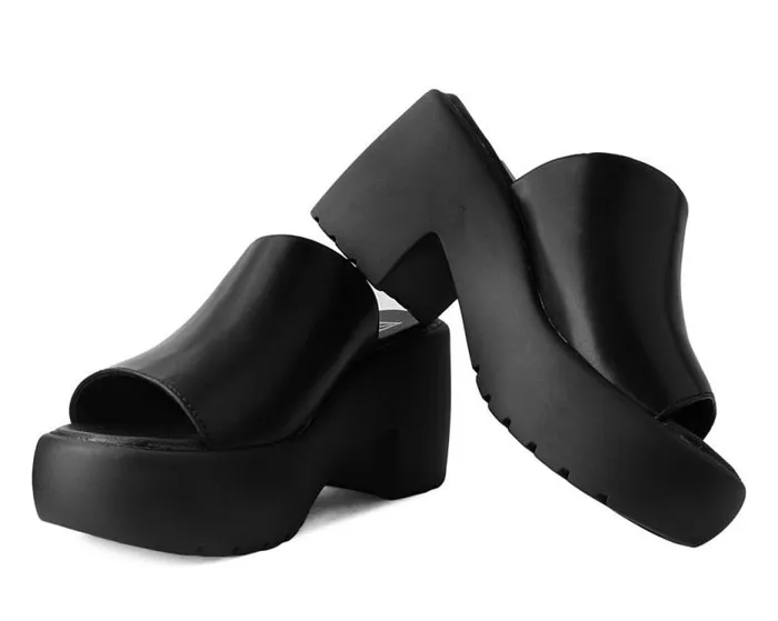 TUK Shoes Vegan Women Black Bubble Mule Heel
