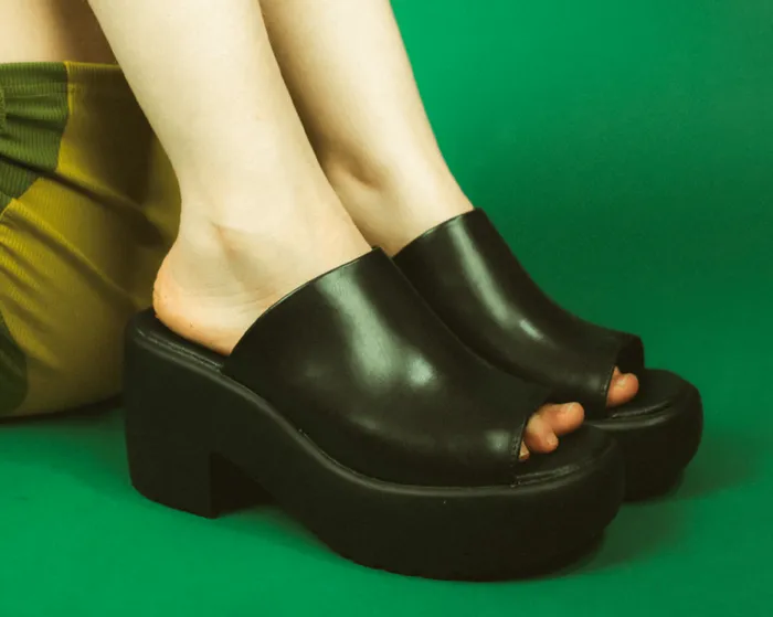 TUK Shoes Vegan Women Black Bubble Mule Heel