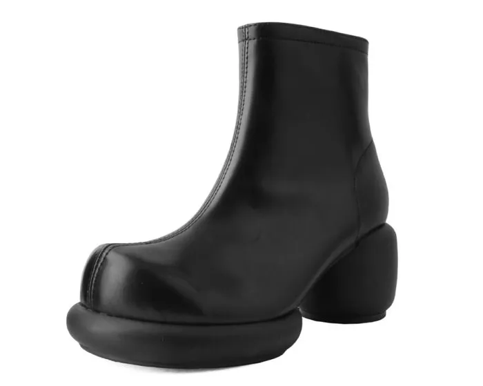 TUK Shoes Vegan Women Black Burnished Bubble II Anarchic Zip Boot