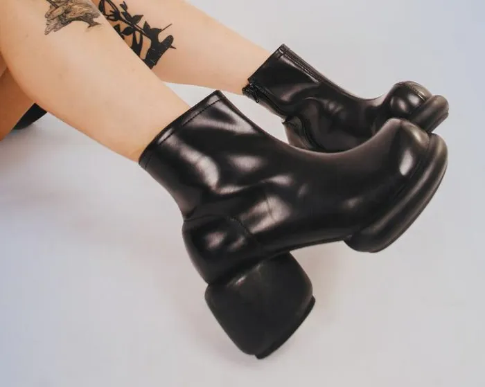 TUK Shoes Vegan Women Black Burnished Bubble II Anarchic Zip Boot TUK Shoes Vegan Women Black Burnished Bubble II Anarchic Zip Boot