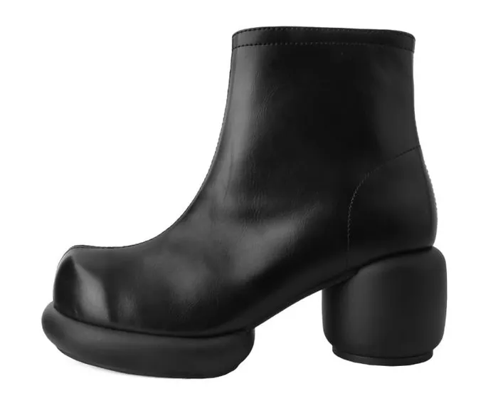 TUK Shoes Vegan Women Black Burnished Bubble II Anarchic Zip Boot TUK Shoes Vegan Women Black Burnished Bubble II Anarchic Zip Boot