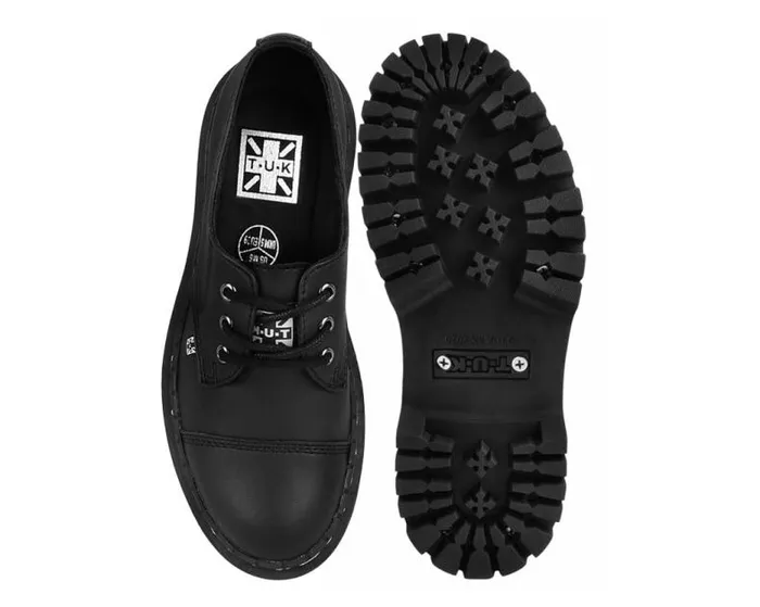 TUK Shoes Vegan Women Black Cap Toe Double Decker Brogue TUK Shoes Vegan Women Black Cap Toe Double Decker Brogue