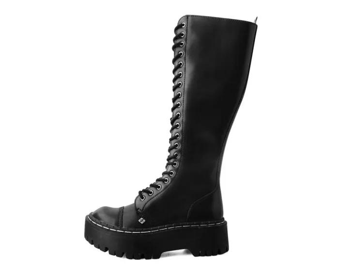 TUK Shoes Vegan Women Black TUKskin Kneehigh Double Decker Boot