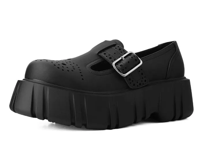 TUK Shoes Vegan Women Black TUKskin TBar Anarchic Airship Brogue