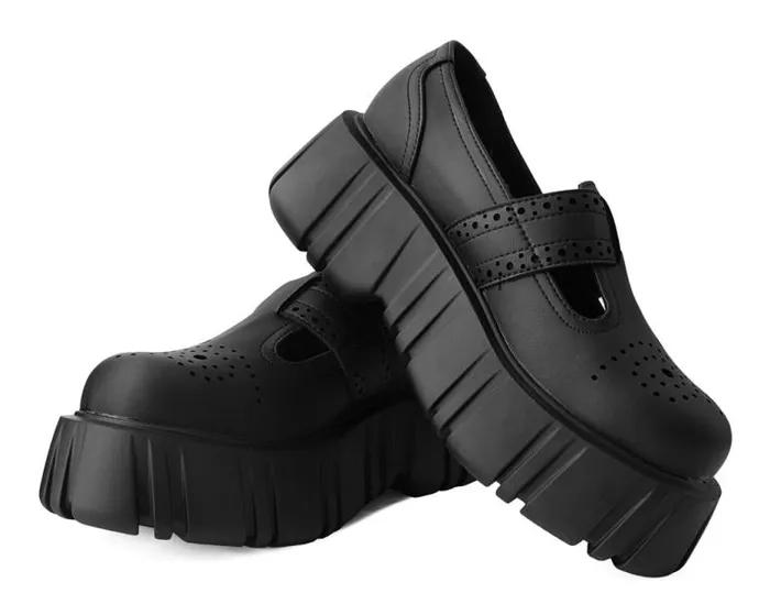 TUK Shoes Vegan Women Black TUKskin TBar Anarchic Airship Brogue TUK Shoes Vegan Women Black TUKskin TBar Anarchic Airship Brogue